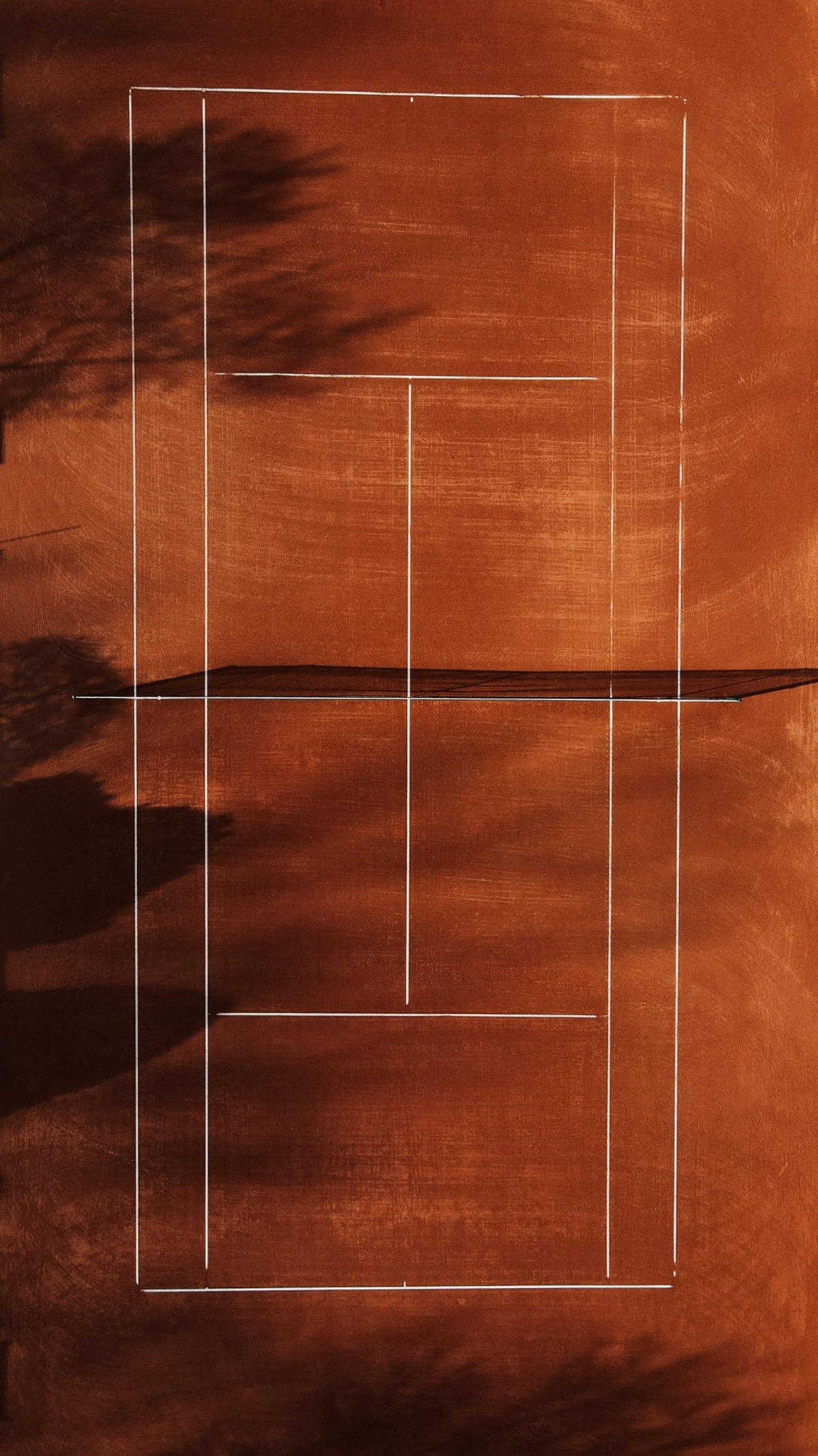 Sandplatz von oben mit Linienmarkierungen